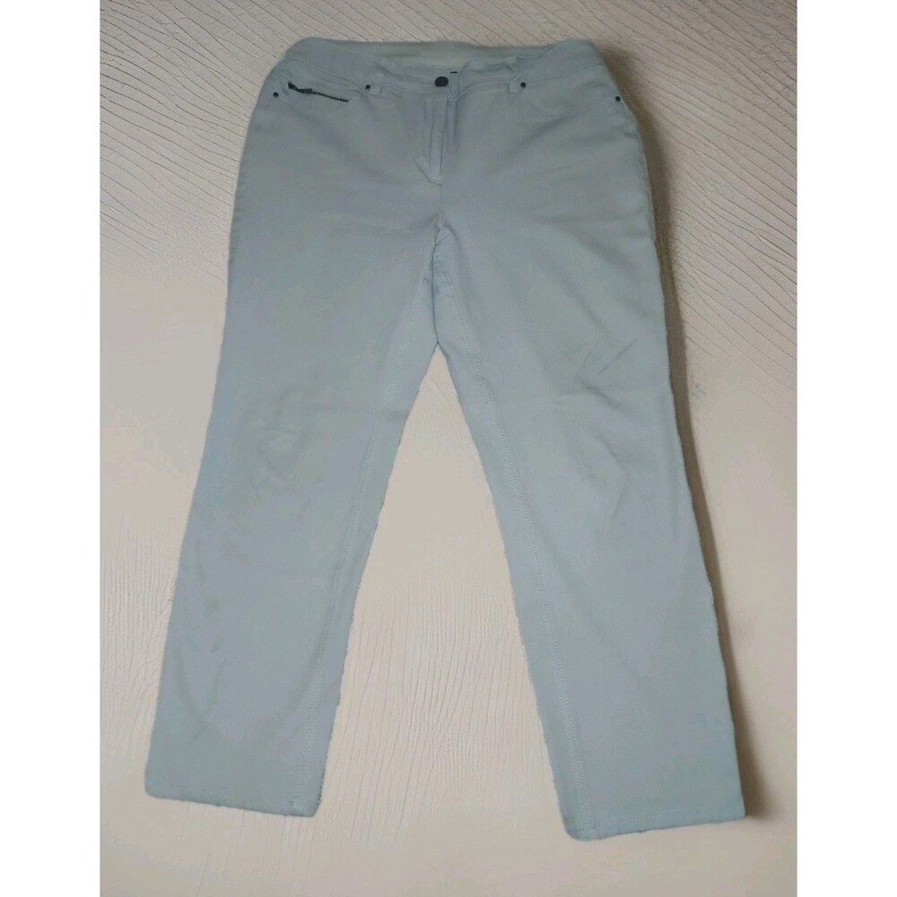 Chicos So Slimming Ankle Pants Sz 1 (US 8-10) Tan Straight Casual Stretch Travel - Picture 2 of 8